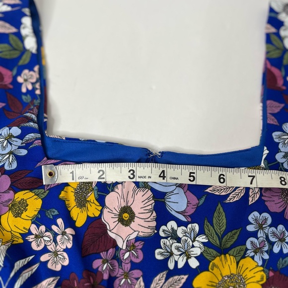 BCBG Square neck swing dress NWT blue combo Size 8 - Picture 10 of 10